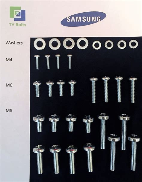 Samsung tv mounting screw size - This M8 x 45mm screws kit fit for most samsung tv mount bracket over 43", and please check your TV user manual first to choose correct mounting screws. 304 stainless steel Phillips pan head Metric M8 machine screws with 1.25mm threaded pitch and 45mm threaded length; Head Size: 13mm x 6mm/ 0.51" x 0.23"(D*H)